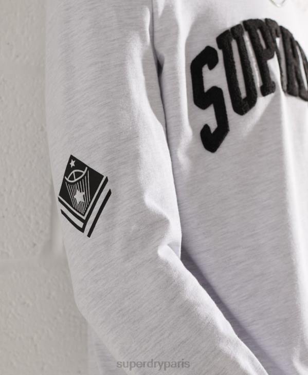 Superdry Hommes haut à manches longues varsity arch D64Z1551 vêtements gris clair