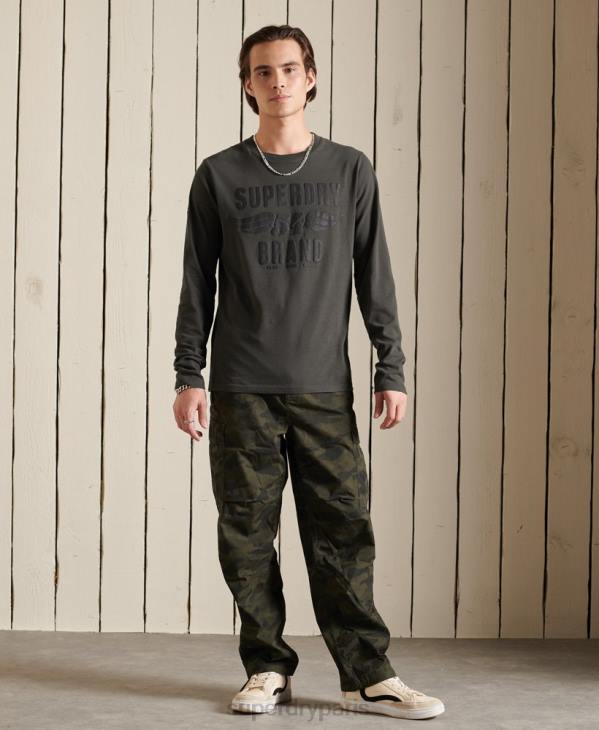 Superdry Hommes haut noir à manches longues D64Z1579 vêtements gris foncé