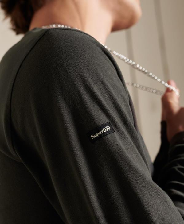 Superdry Hommes haut noir à manches longues D64Z1579 vêtements gris foncé