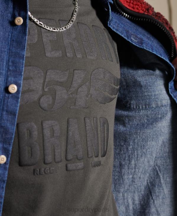 Superdry Hommes haut noir à manches longues D64Z1579 vêtements gris foncé