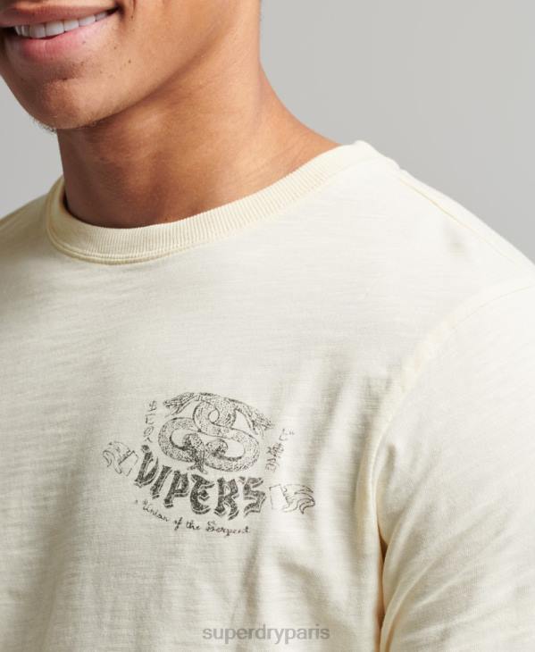 Superdry Hommes haut occultant à manches longues en coton bio D64Z1504 vêtements crème