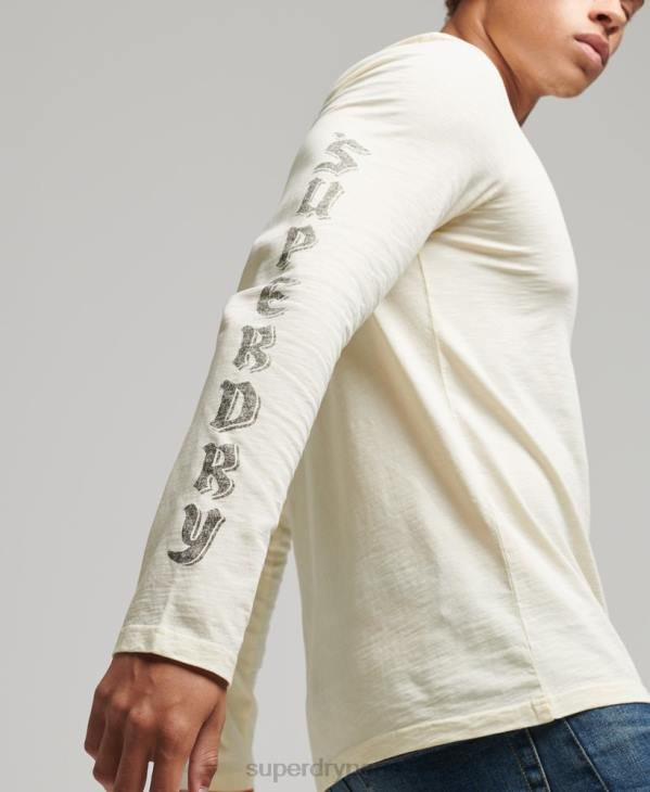Superdry Hommes haut occultant à manches longues en coton bio D64Z1504 vêtements crème
