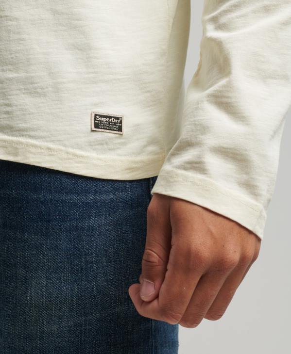 Superdry Hommes haut occultant à manches longues en coton bio D64Z1504 vêtements crème