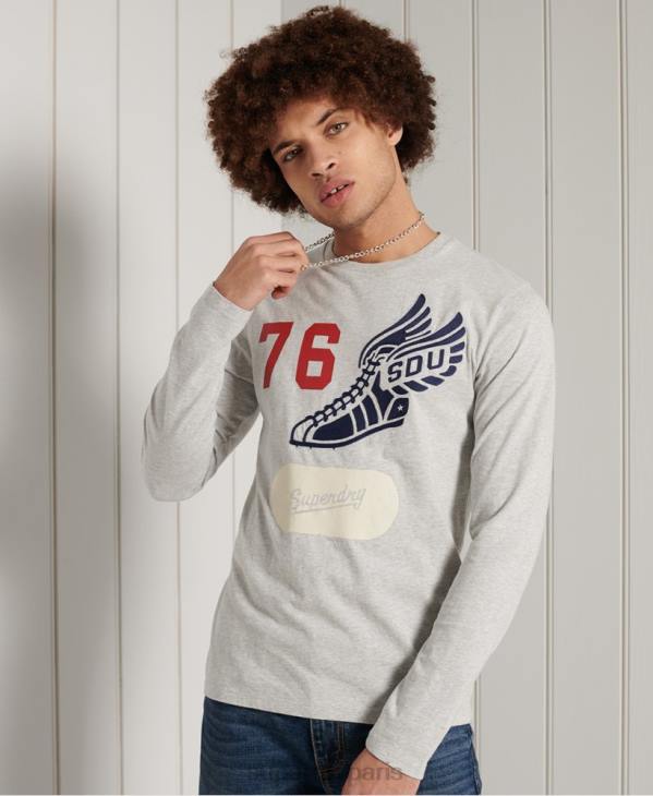 Superdry Hommes haut universitaire surteint à manches longues D64Z1558 vêtements gris