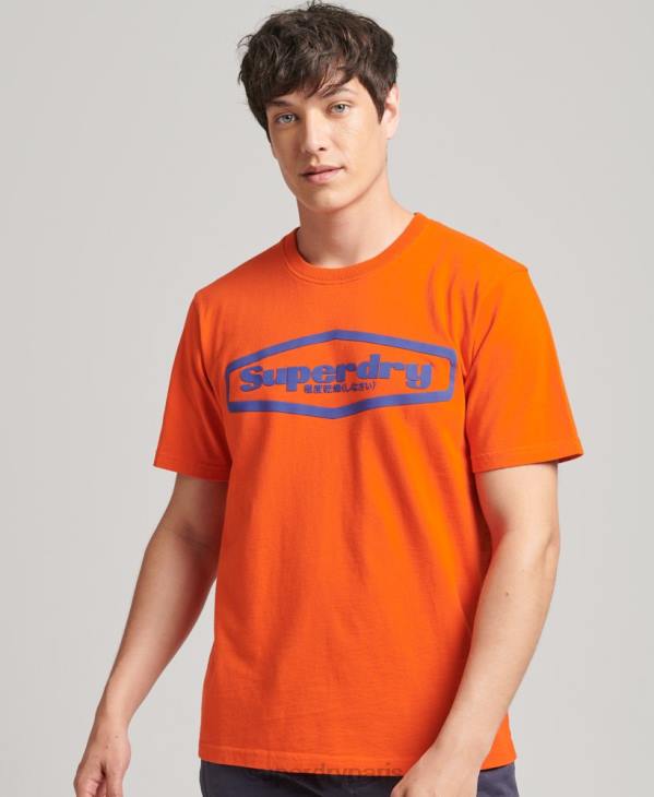 Superdry Hommes jeu sur t-shirt à logo des années 90 D64Z4804 vêtements orange