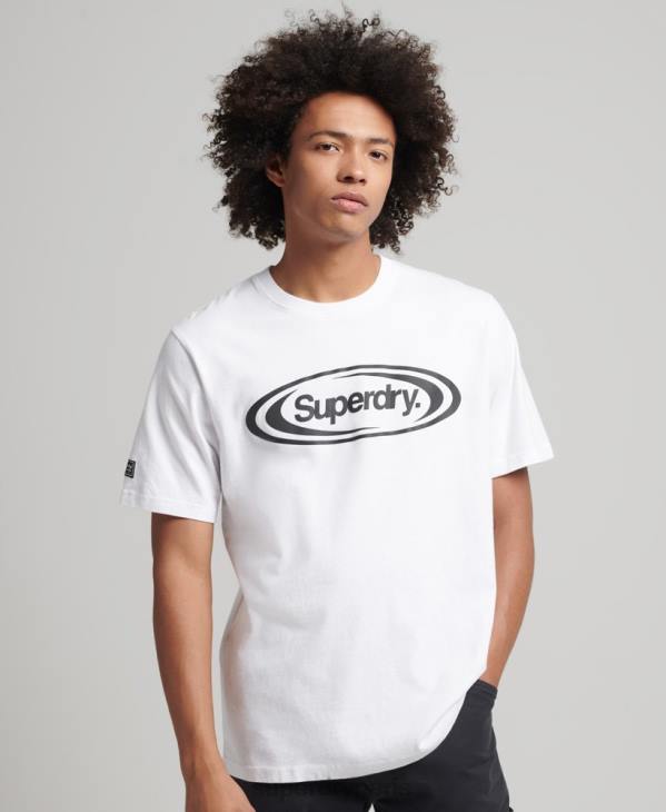 Superdry Hommes jeu sur t-shirt à logo des années 90 D64Z4813 vêtements blanc