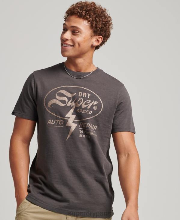 Superdry Hommes rock noir t-shirt graphique D64Z4932 vêtements gris foncé