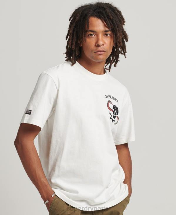 Superdry Hommes suika t-shirt graphique D64Z4843 vêtements blanc