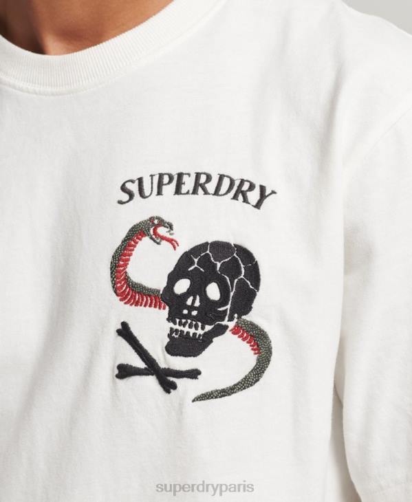 Superdry Hommes suika t-shirt graphique D64Z4843 vêtements blanc