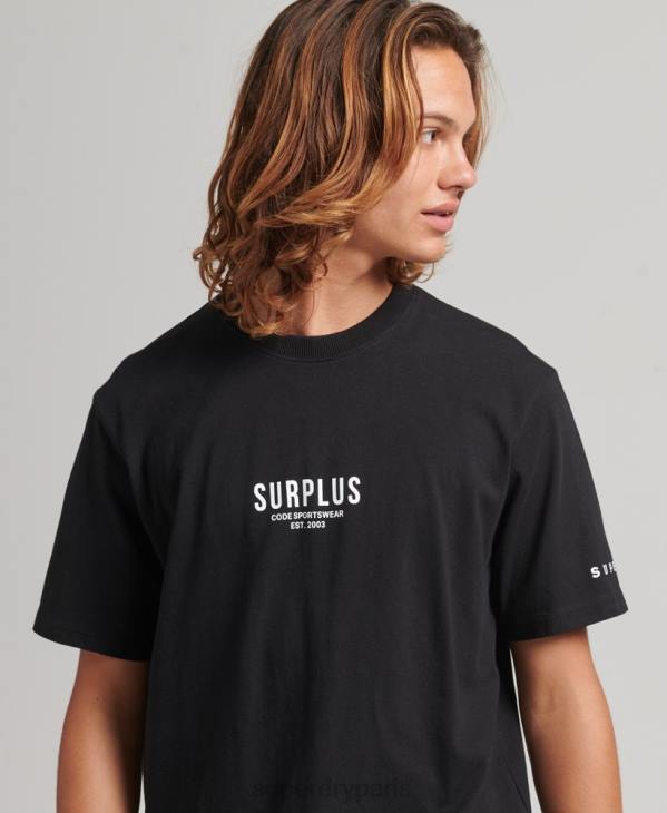 Superdry Hommes surplus de t-shirt ample D64Z4927 vêtements noir