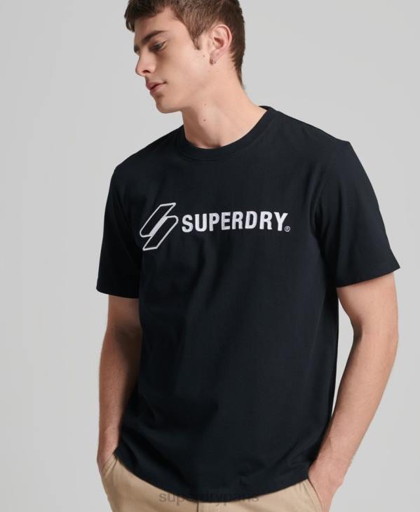 Superdry Hommes t-shirt ample à logo appliqué D64Z4852 vêtements noir