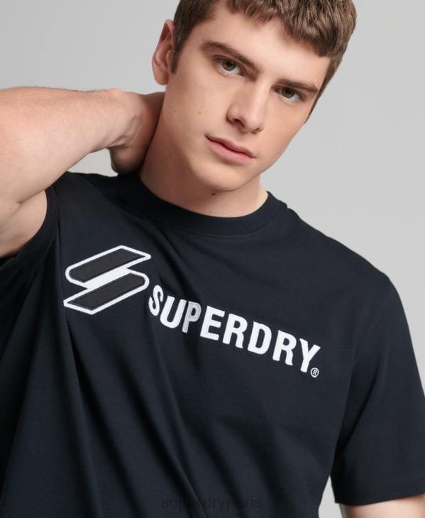 Superdry Hommes t-shirt ample à logo appliqué D64Z4852 vêtements noir
