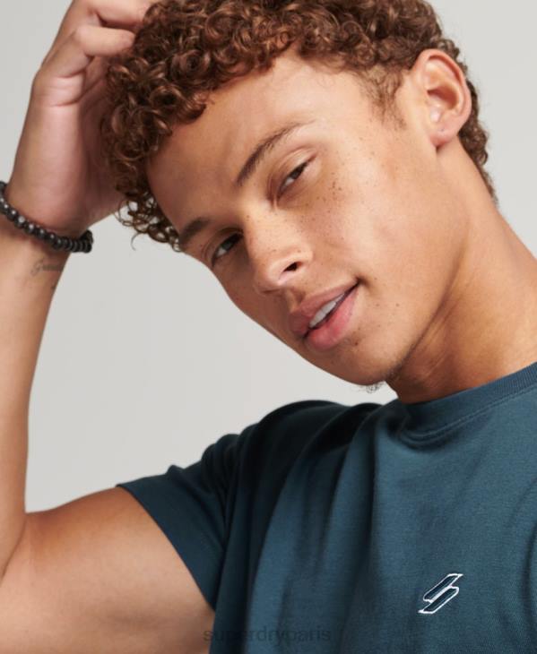 Superdry Hommes t-shirt ample à logo essentiel en coton biologique D64Z4951 vêtements bleu foncé