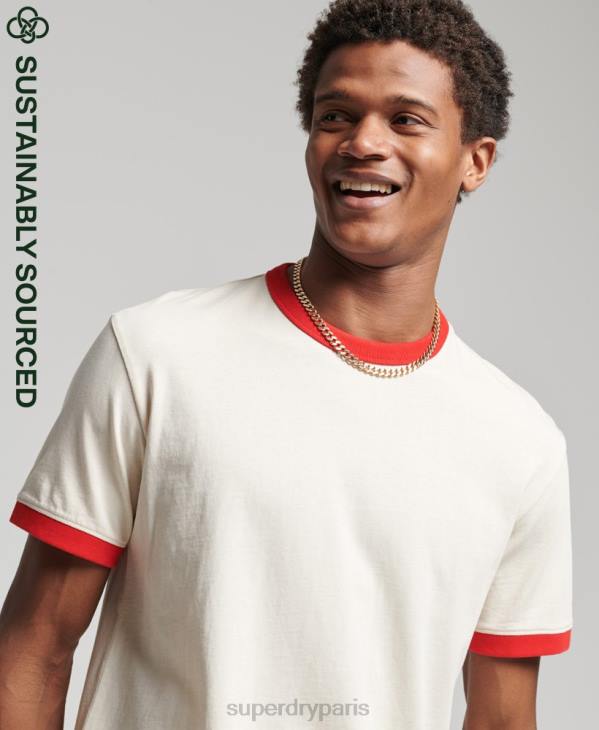 Superdry Hommes t-shirt ample vintage en coton bio D64Z4957 vêtements crème