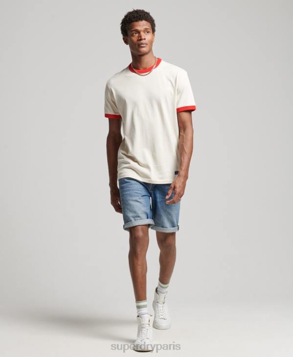 Superdry Hommes t-shirt ample vintage en coton bio D64Z4957 vêtements crème