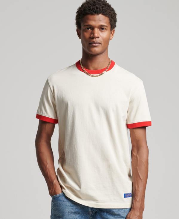Superdry Hommes t-shirt ample vintage en coton bio D64Z4957 vêtements crème