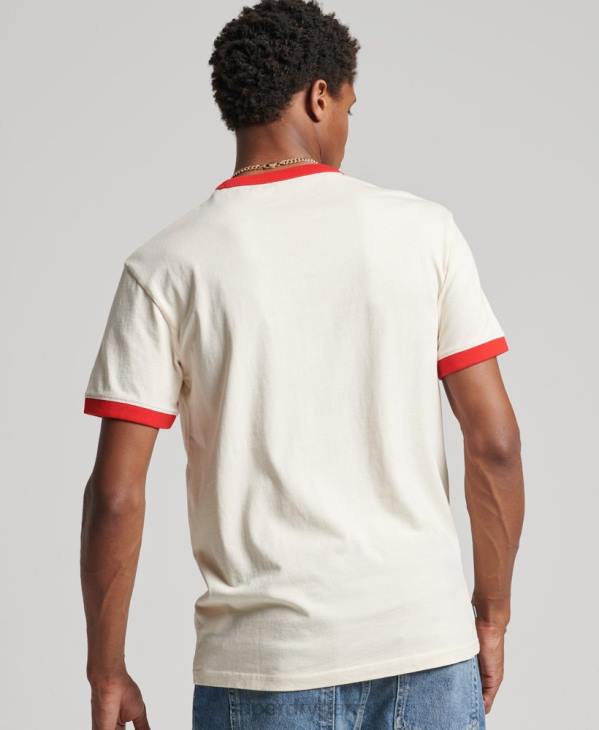 Superdry Hommes t-shirt ample vintage en coton bio D64Z4957 vêtements crème