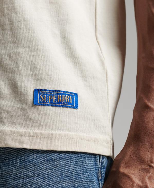 Superdry Hommes t-shirt ample vintage en coton bio D64Z4957 vêtements crème