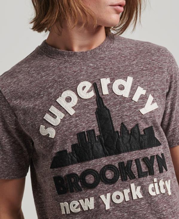 Superdry Hommes t-shirt à appliqués grands espaces D64Z116 vêtements brun