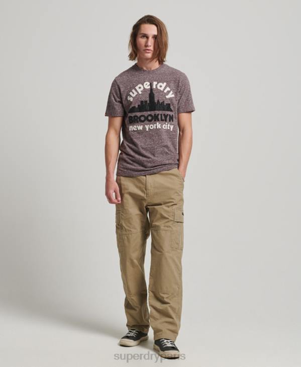 Superdry Hommes t-shirt à appliqués grands espaces D64Z116 vêtements brun