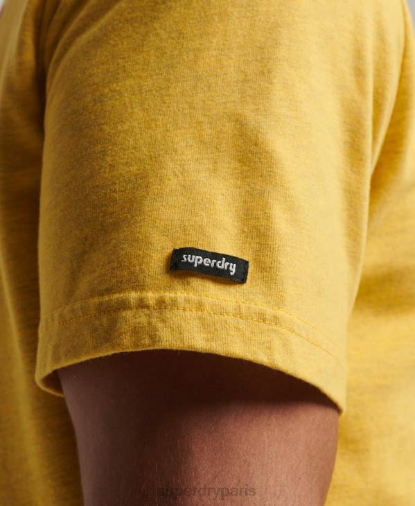Superdry Hommes t-shirt autocollant de voyage vintage D64Z22 vêtements jaune