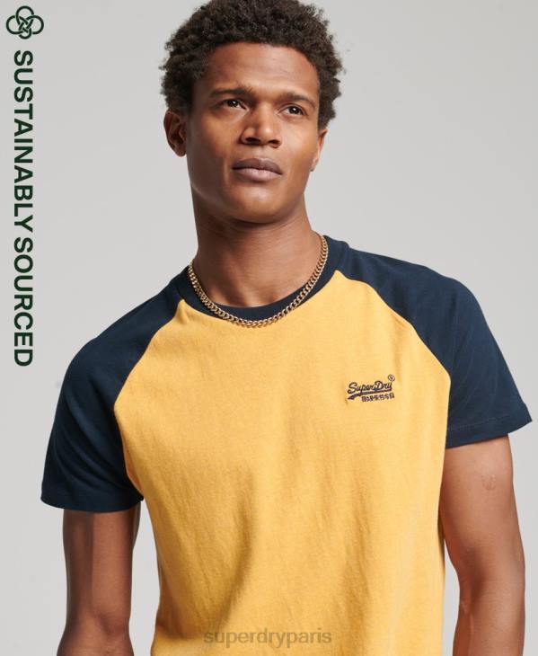 Superdry Hommes t-shirt baseball en coton bio D64Z4805 vêtements jaune