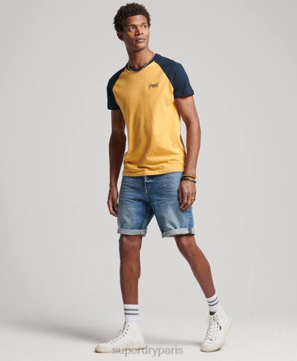 Superdry Hommes t-shirt baseball en coton bio D64Z4805 vêtements jaune