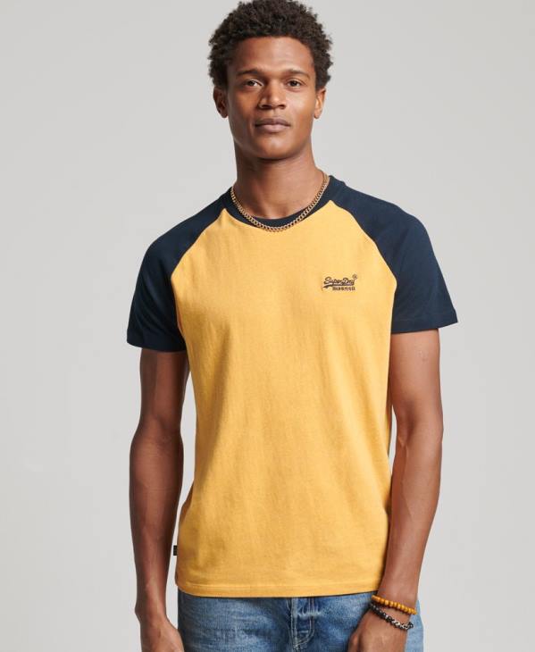 Superdry Hommes t-shirt baseball en coton bio D64Z4805 vêtements jaune