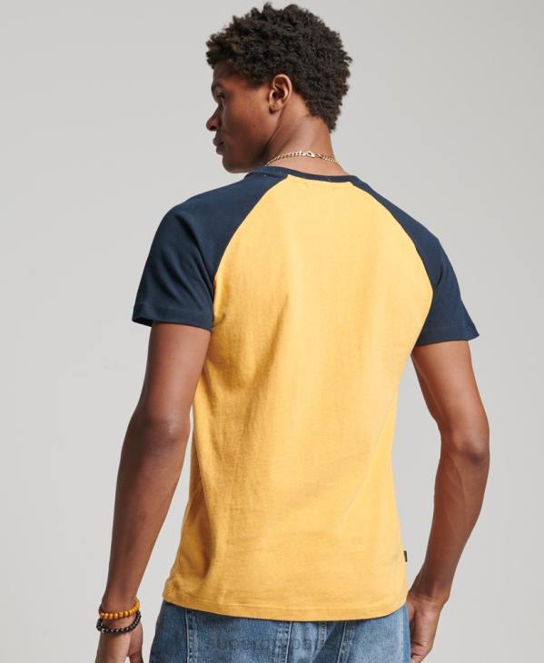 Superdry Hommes t-shirt baseball en coton bio D64Z4805 vêtements jaune