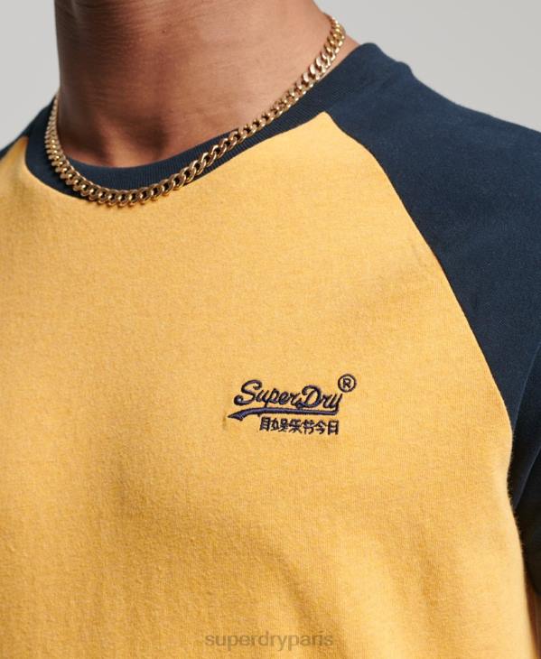 Superdry Hommes t-shirt baseball en coton bio D64Z4805 vêtements jaune
