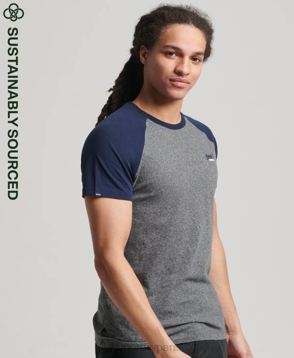 Superdry Hommes t-shirt baseball en coton bio D64Z4858 vêtements gris foncé