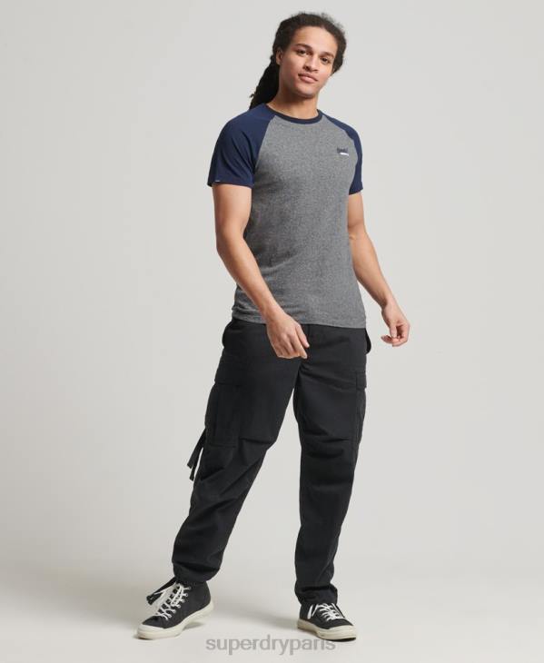 Superdry Hommes t-shirt baseball en coton bio D64Z4858 vêtements gris foncé