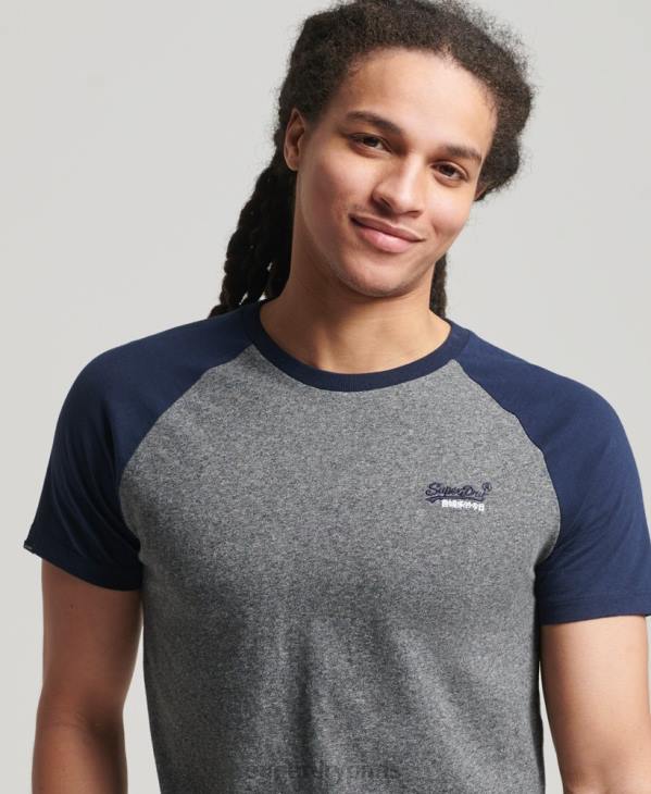 Superdry Hommes t-shirt baseball en coton bio D64Z4858 vêtements gris foncé