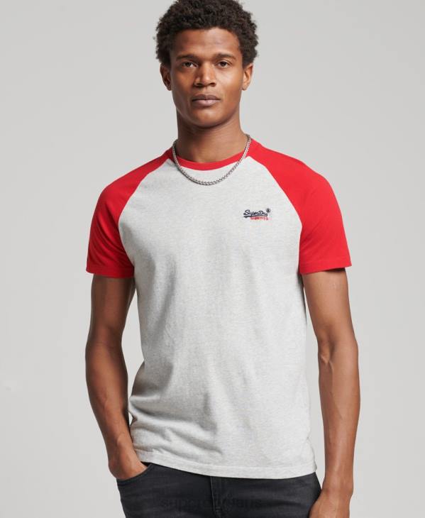 Superdry Hommes t-shirt baseball en coton bio D64Z4870 vêtements gris clair