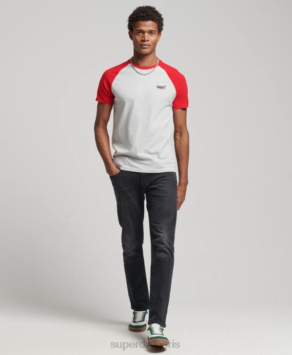 Superdry Hommes t-shirt baseball en coton bio D64Z4870 vêtements gris clair