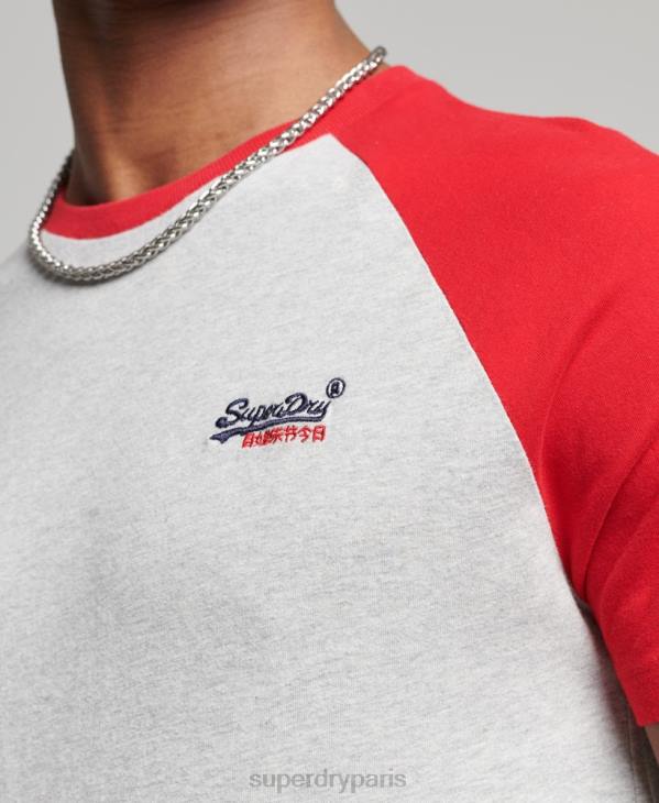 Superdry Hommes t-shirt baseball en coton bio D64Z4870 vêtements gris clair