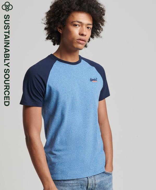 Superdry Hommes t-shirt baseball en coton bio D64Z4924 vêtements bleu