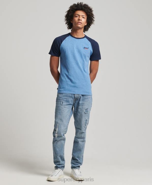 Superdry Hommes t-shirt baseball en coton bio D64Z4924 vêtements bleu