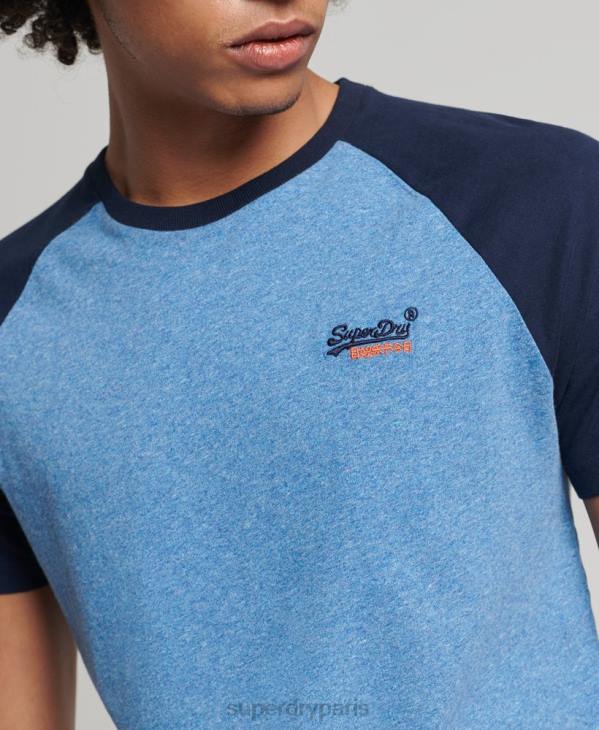 Superdry Hommes t-shirt baseball en coton bio D64Z4924 vêtements bleu