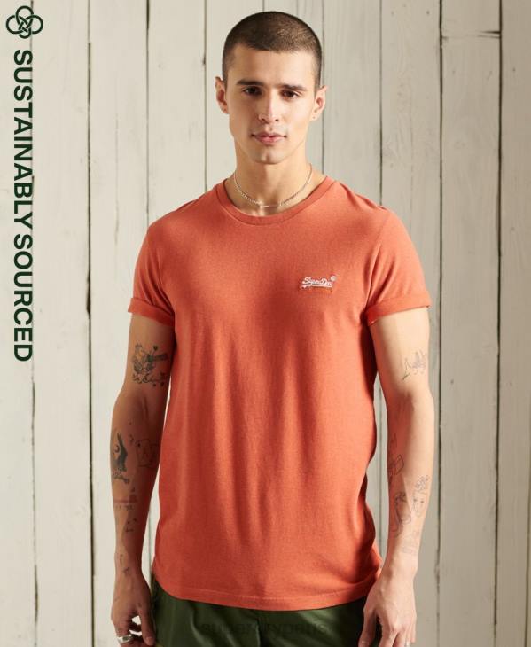 Superdry Hommes t-shirt brodé vintage en coton bio D64Z4913 vêtements orange