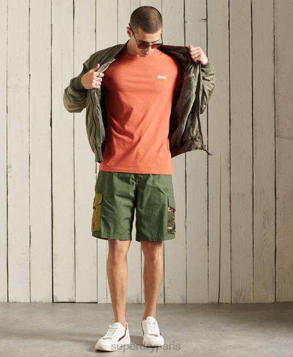 Superdry Hommes t-shirt brodé vintage en coton bio D64Z4913 vêtements orange