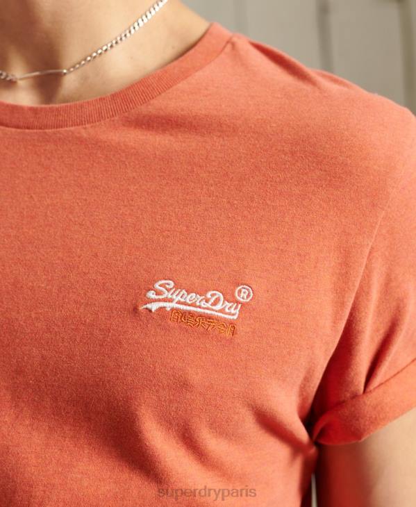 Superdry Hommes t-shirt brodé vintage en coton bio D64Z4913 vêtements orange