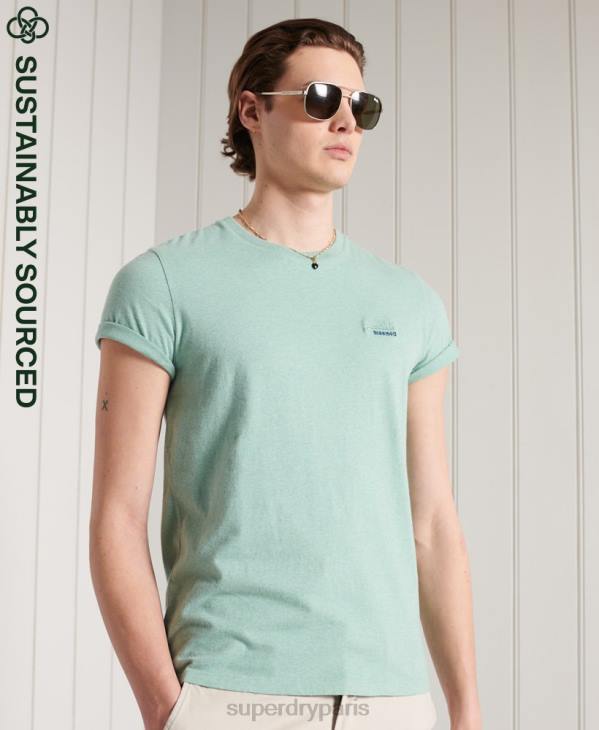 Superdry Hommes t-shirt brodé vintage en coton bio D64Z4959 vêtements turquoise
