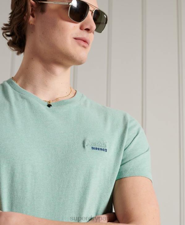 Superdry Hommes t-shirt brodé vintage en coton bio D64Z4959 vêtements turquoise