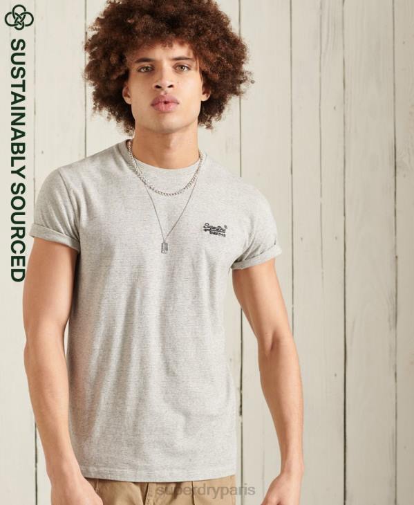 Superdry Hommes t-shirt brodé vintage en coton bio D64Z4978 vêtements gris clair