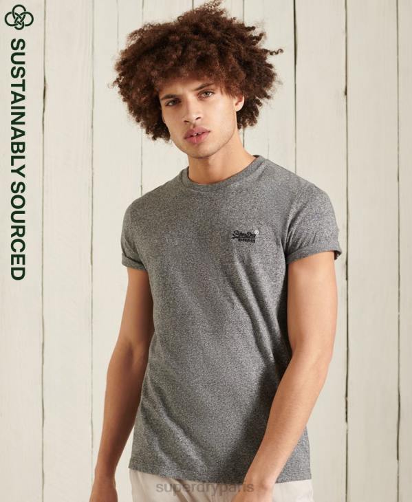 Superdry Hommes t-shirt broderie vintage en coton bio D64Z4962 vêtements gris foncé