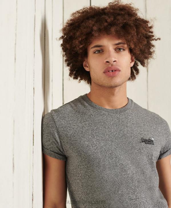 Superdry Hommes t-shirt broderie vintage en coton bio D64Z4962 vêtements gris foncé