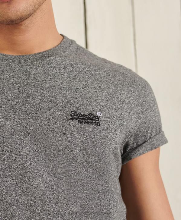 Superdry Hommes t-shirt broderie vintage en coton bio D64Z4962 vêtements gris foncé