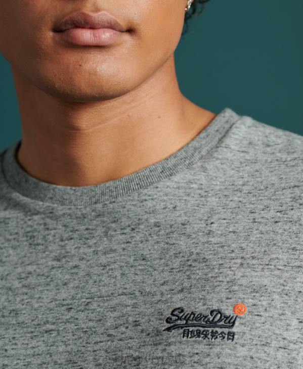 Superdry Hommes t-shirt broderie vintage en coton bio D64Z6477 vêtements gris
