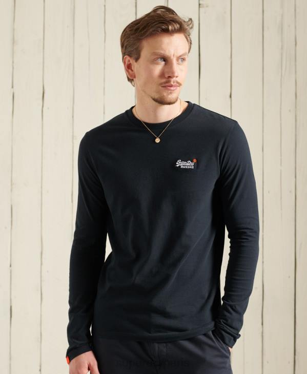 Superdry Hommes t-shirt broderie vintage en coton bio D64Z6500 vêtements marine